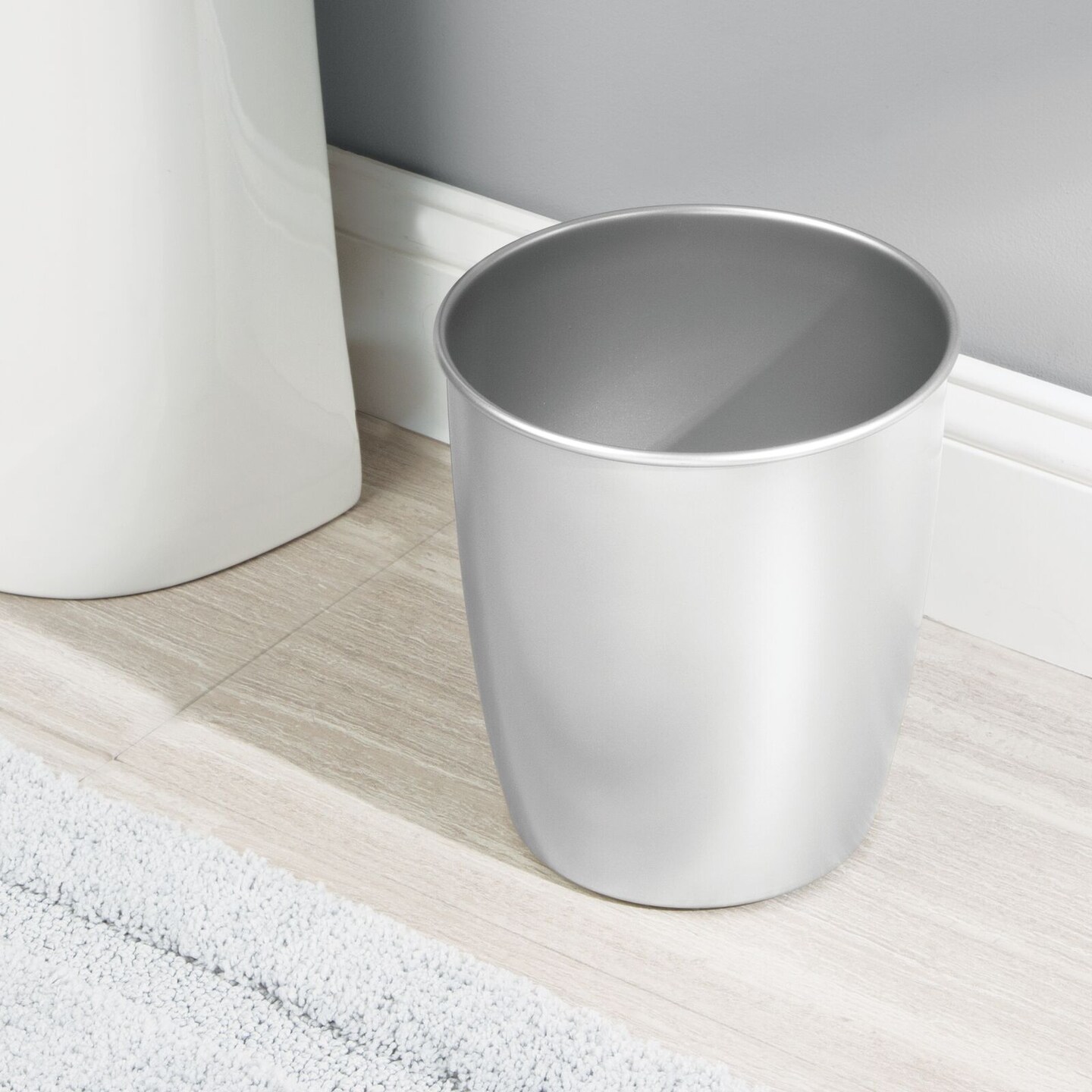 mDesign Small 1.5 Gallon Round Bathroom Wastebasket Garbage Bin