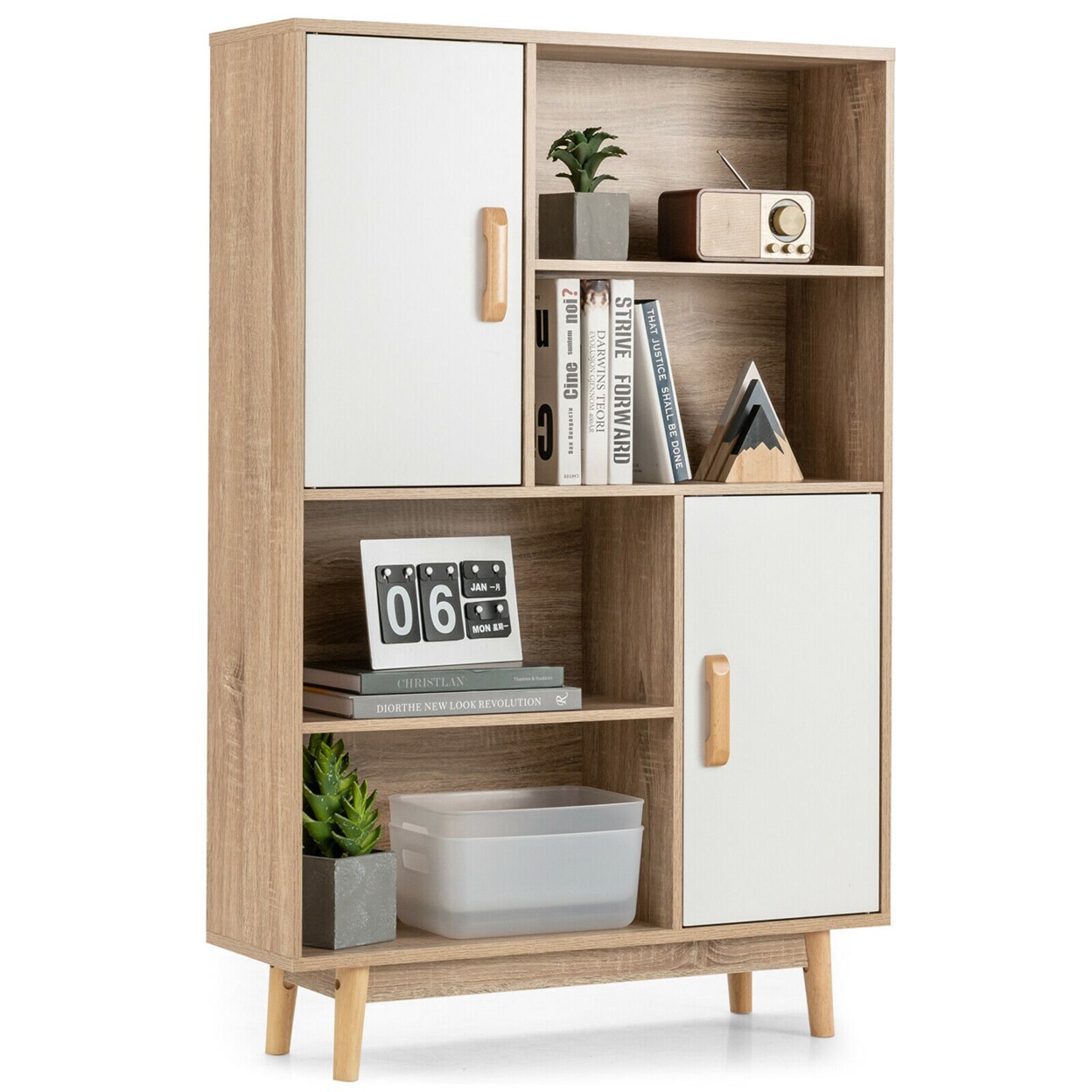 Sideboard Storage Cabinet Bookshelf Cupboard W/Door Shelf Black / White / Espresso