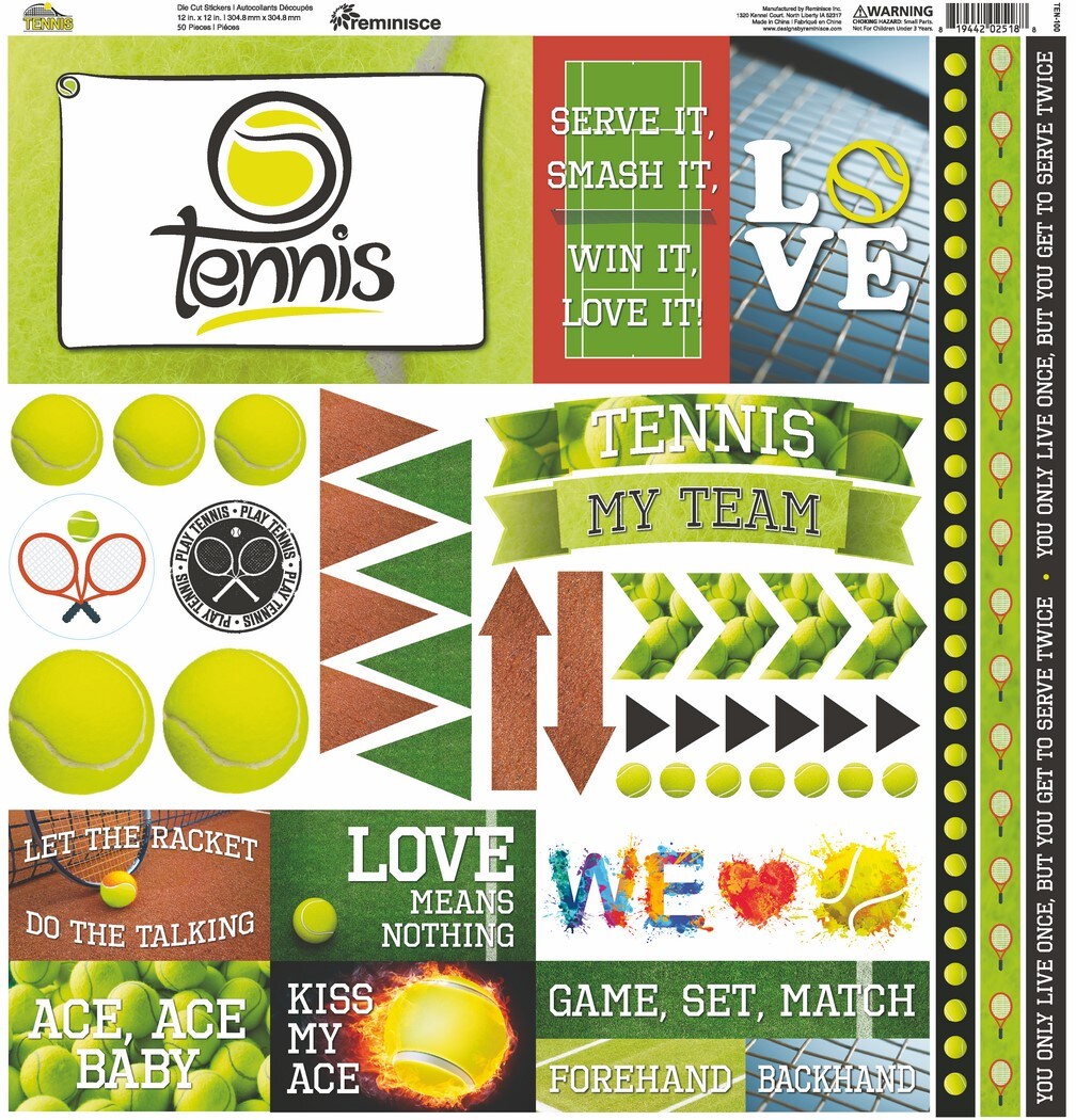 Reminisce Tennis: 12x12 Elements Sticker Sheet