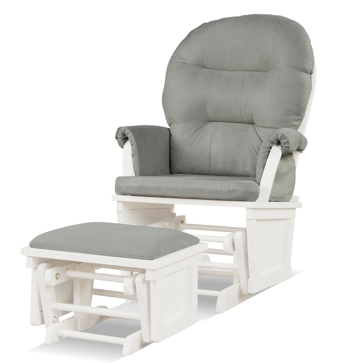 Gymax Wood Glider Ottoman Cushion Set Baby Nursery Rocking Chair