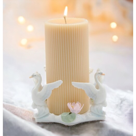 kevinsgiftshoppe Ceramic Swan Pillar Candle Holder Wedding Decor or Gift Anniversary Decor or Gift Home Decor