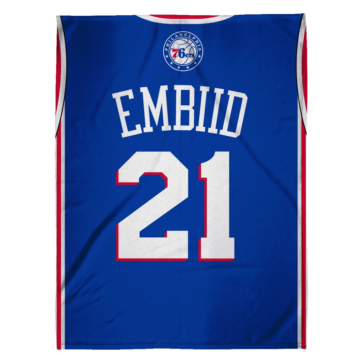 Sleep Squad Philadelphia 76ers Joel Embiid 60” x 80” Raschel Plush Jersey Basketball Blanket
