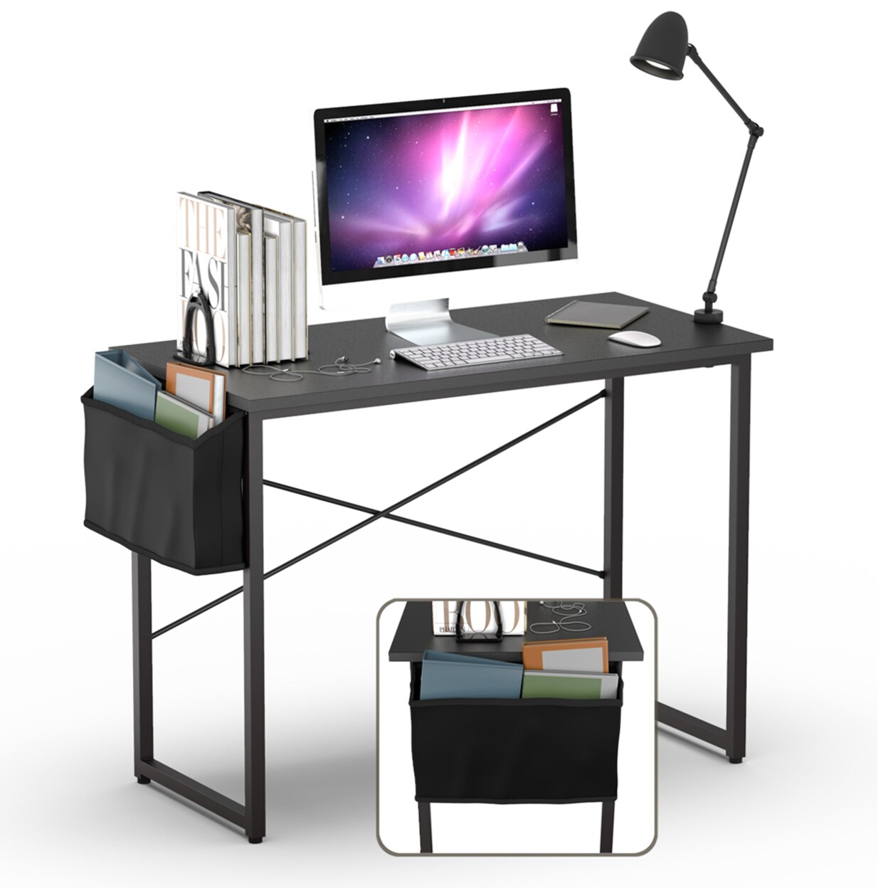 Modern Computer Desk 40/47 Study Writing Table W/ Storage Bag