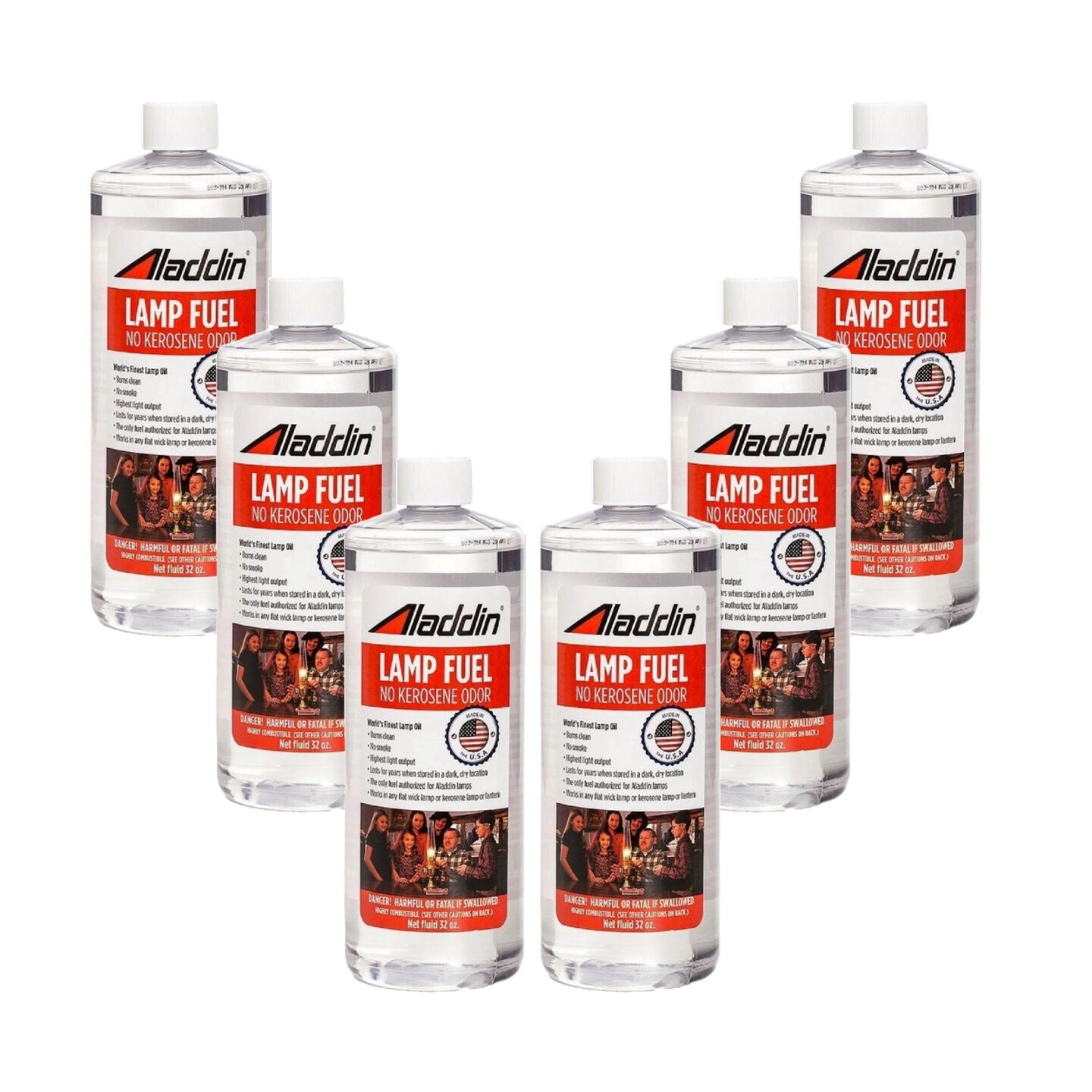 Aladdin Clear Lamp Oil Fuel - Kerosene Alternative Clean Burning Odor Free for Indoor/Outdoor Flat Wick Lanterns, Lamps and Tiki Torches, 32 ounce