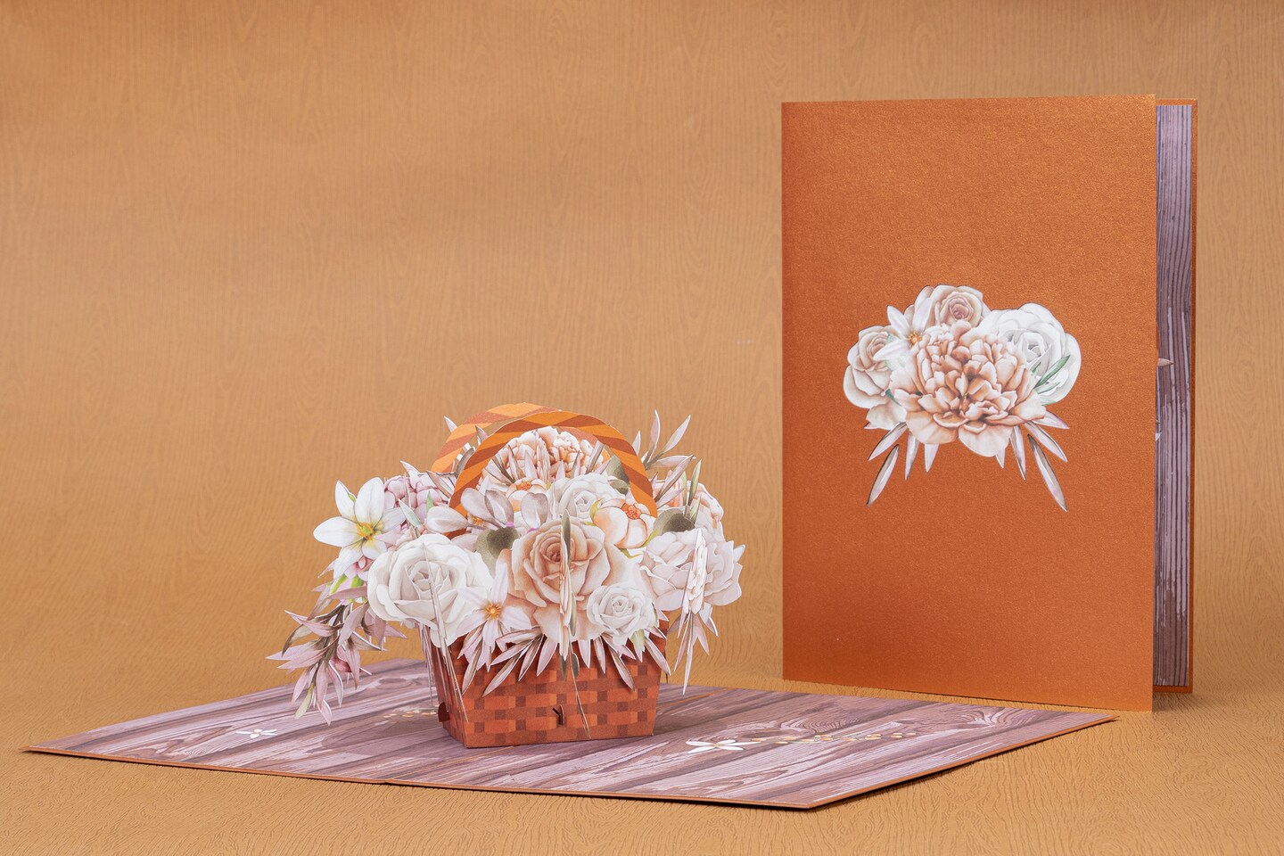 Paper Love Rustic Flower Basket Pop Up Card | Handmade 3D Popup Greeting Cards for Fall, Winter, Christmas, Birthday, Thanksgiving | 5" x 7" product 3