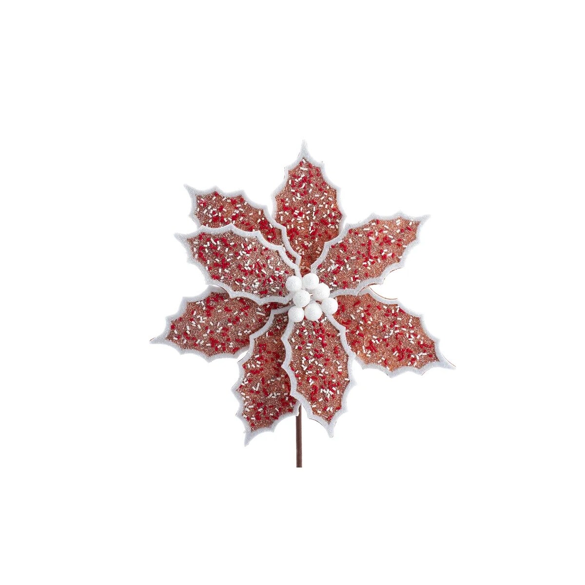 KSA Set of 12 Gingerbread Poinsettia Artificial Christmas Picks 14&#x22;