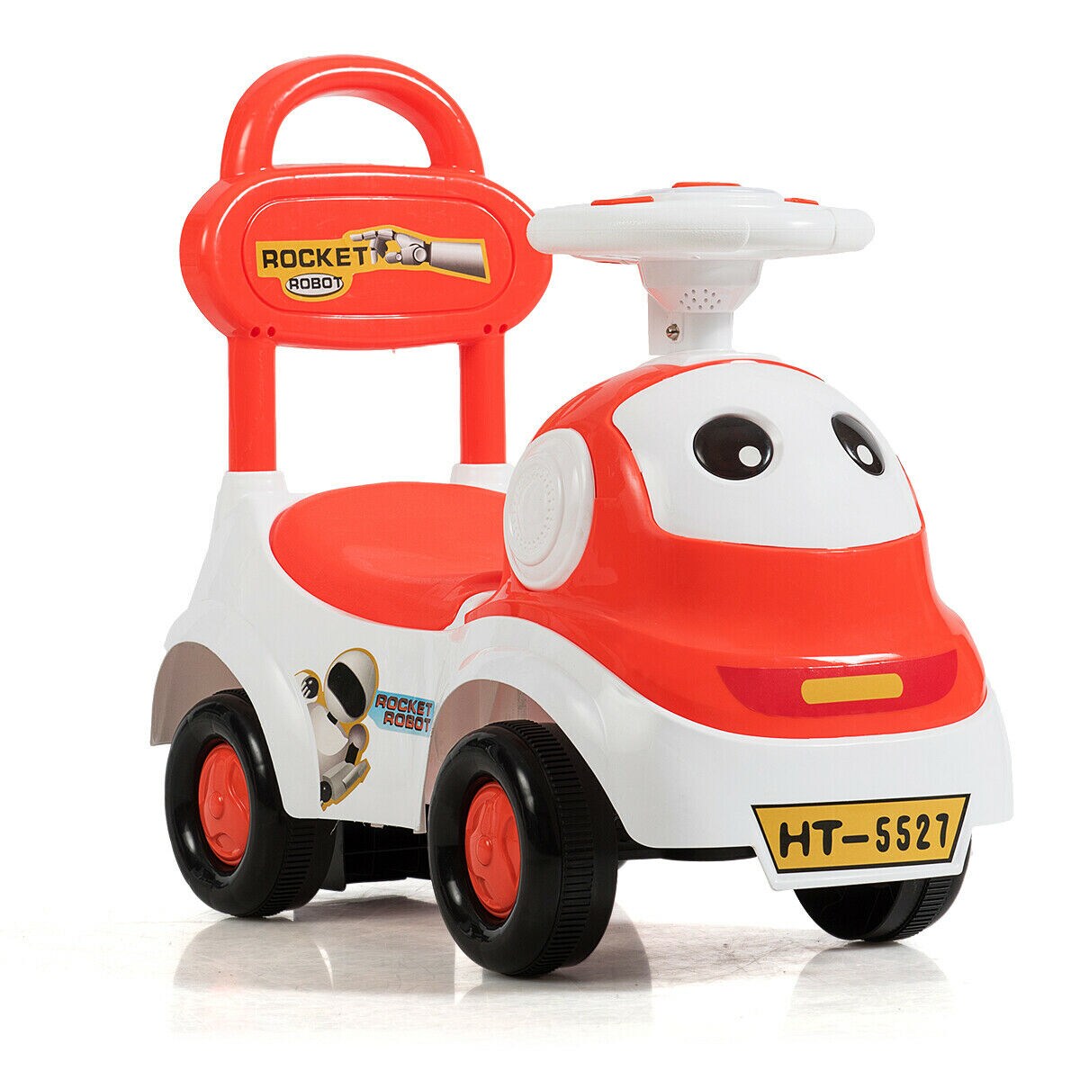 Gymax   3-in-1 Baby Walker Sliding Car Pushing Cart Toddler Ride On Toy w/ Sound Orange/Green