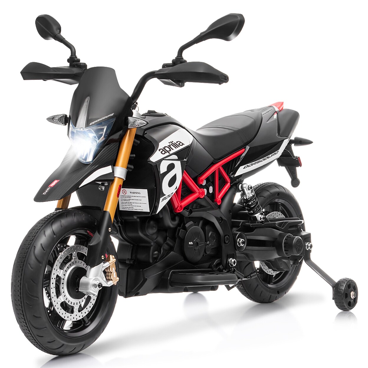 12V Licensed Kids Ride On Motorcycle W/ Headlight Training Wheel Black/Red