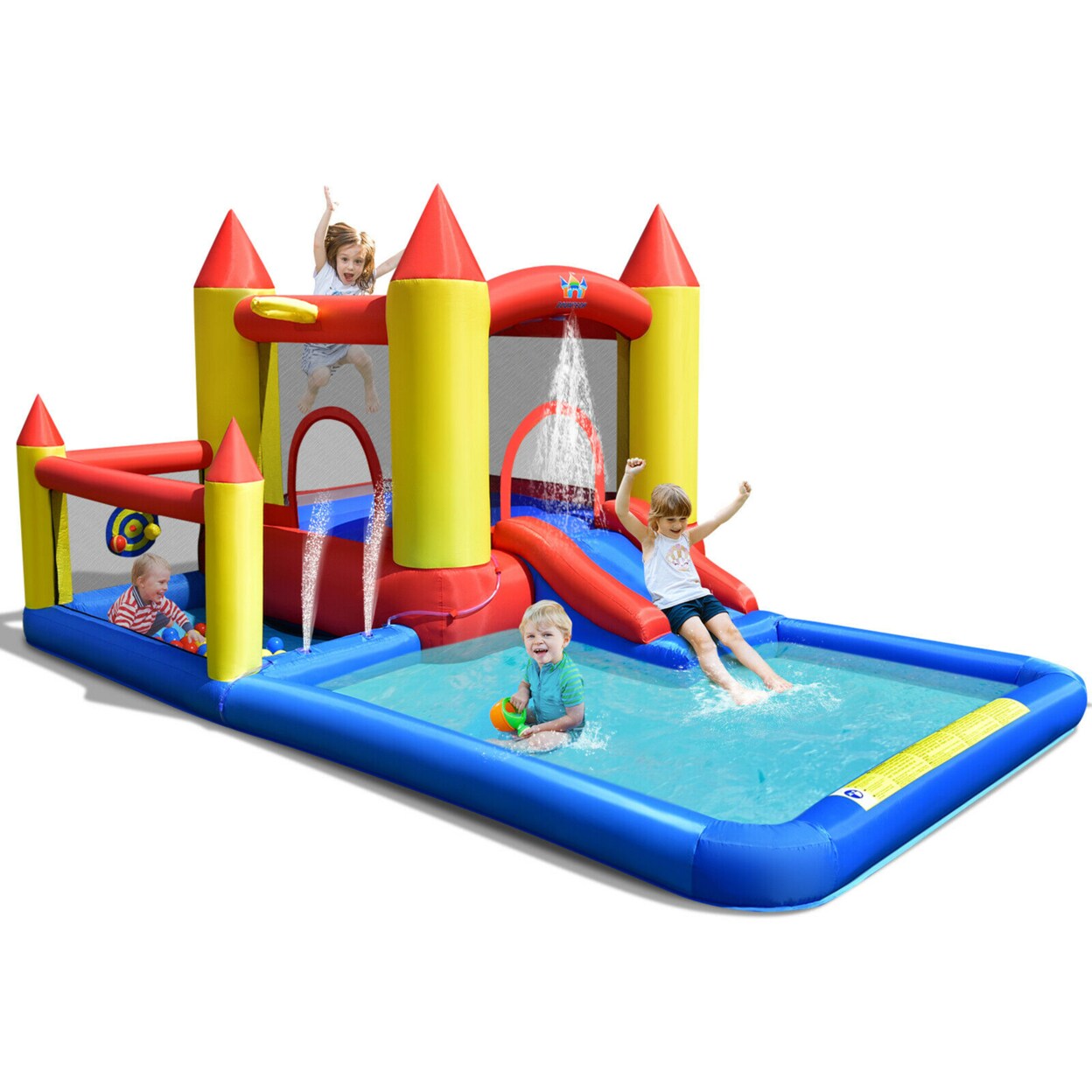 Gymax Inflatable Water Slide Castle Kids Bounce House Indoor and Outdoor without Blower