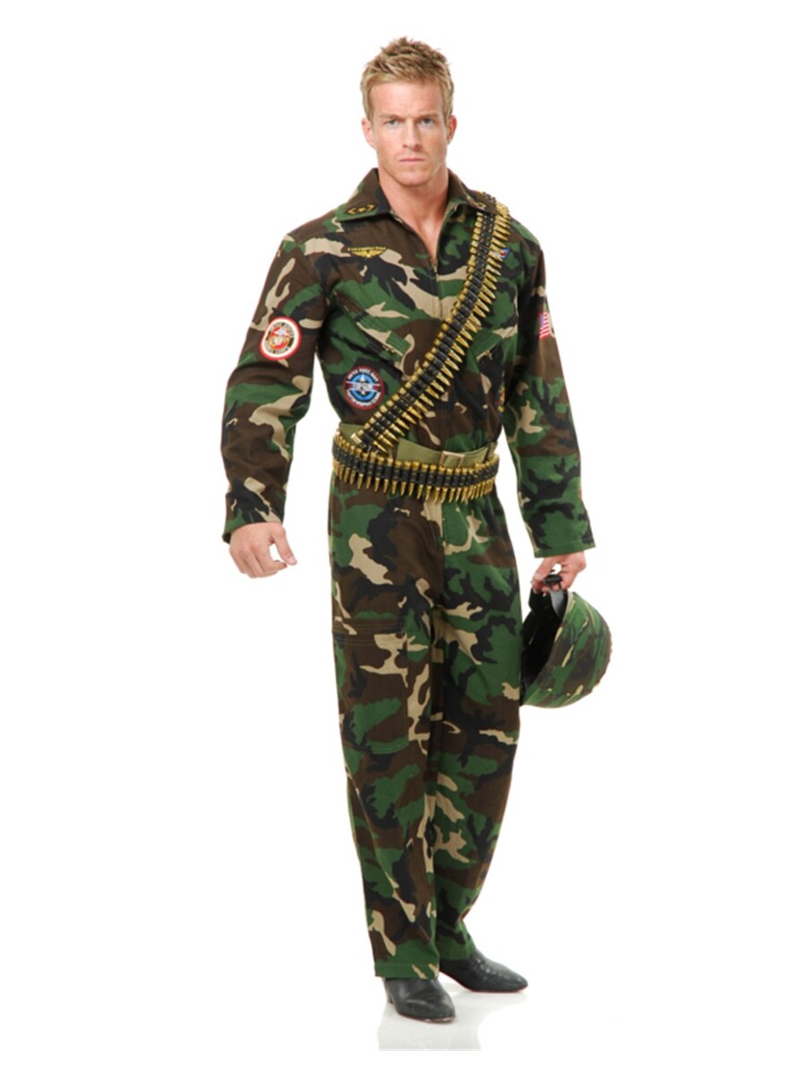 Adult Men s Top Gun Camouflage Fighter Pilot Jumpsuit Costume