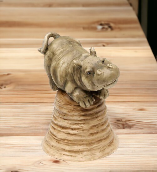 Ceramic Hippo Bell, Home D&#xE9;cor, Gift for Her, Gift for Mom, Nature Lover Gift, Vintage Decor