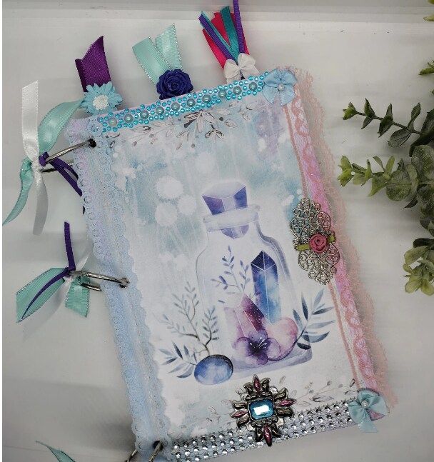 Witchy crystal themed journal, witchy junk journal, witchy album