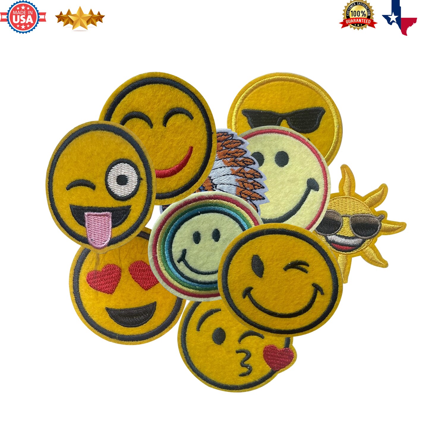 Enhance Your Style with Emoji Patches for Clothes|Customs, Patchwork or gift and personalize patch for clothes | Fun and Expressive Embroidered Designs | RADYAN&#xAE;