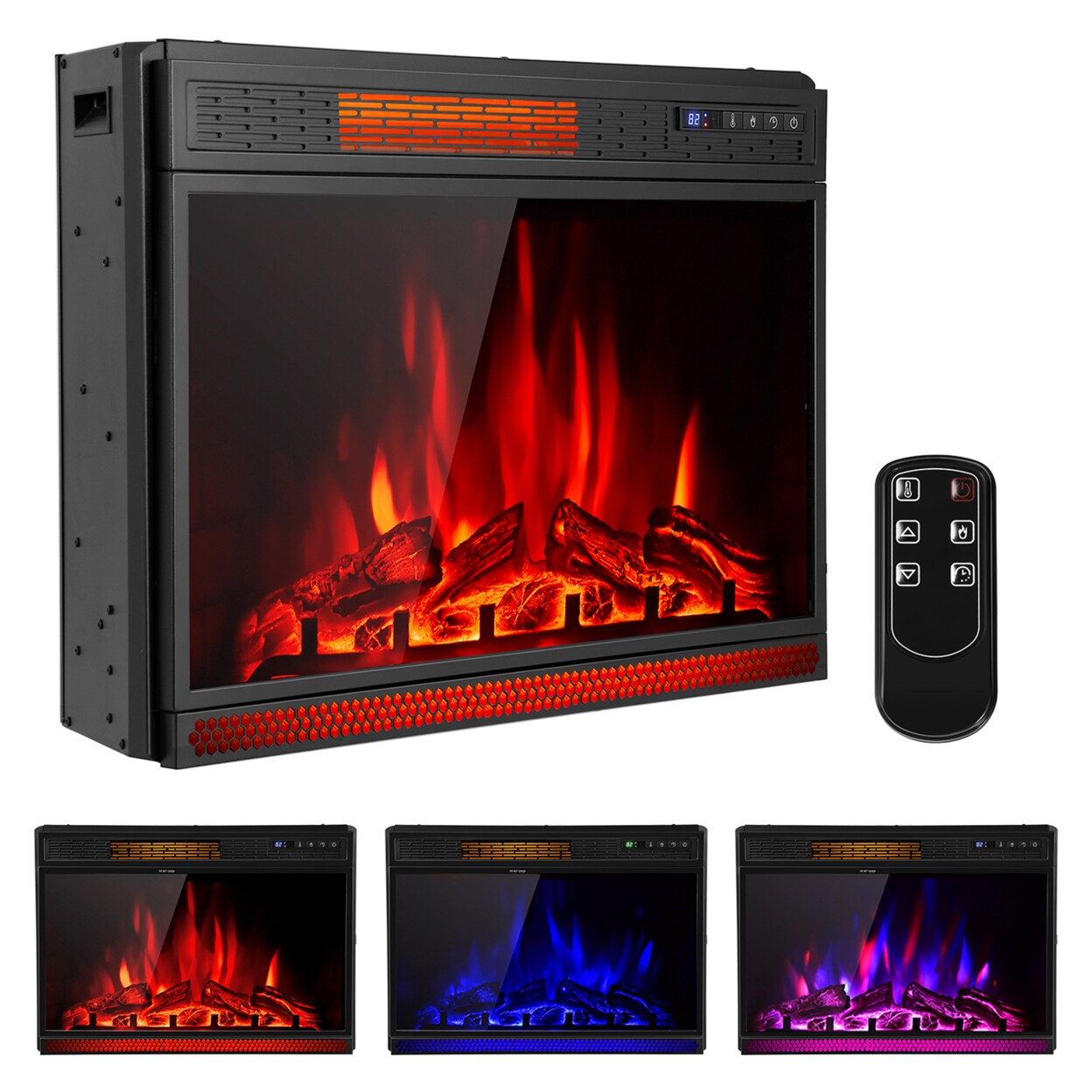 Gymax 28 Electric Fireplace Recessed 900/1350W Fireplace Heater w/ Remote Control