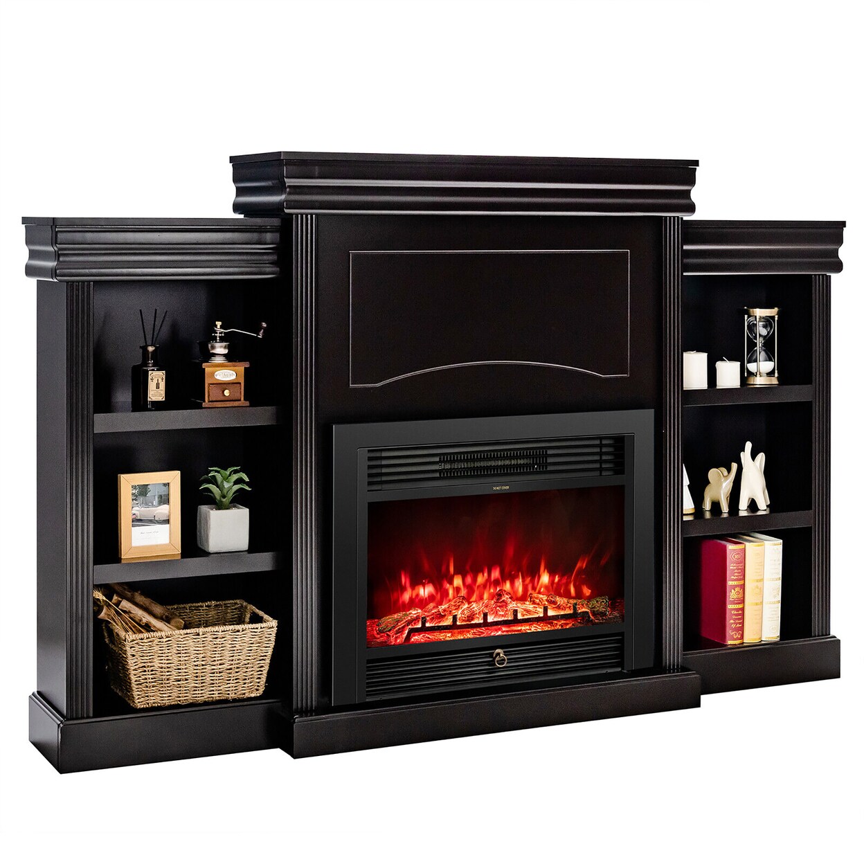 70 Fireplace Tv Stand Media W/ 28.5 750W/1500W Electric Fireplace