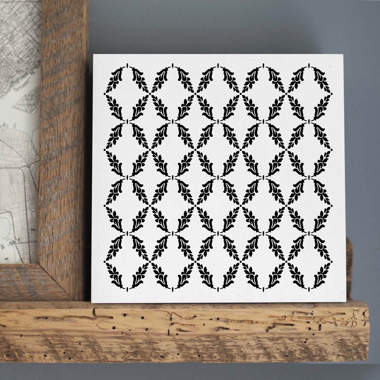 Charlotte Fern Lattice Embossing 12 x 12 Stencil | FS128 by Designer Stencils | Floral Stencils | Reusable Stencils for Painting on Wood, Wall, Tile, Canvas, Paper, Fabric, Furniture, Floor | Stencil for Home Makeover