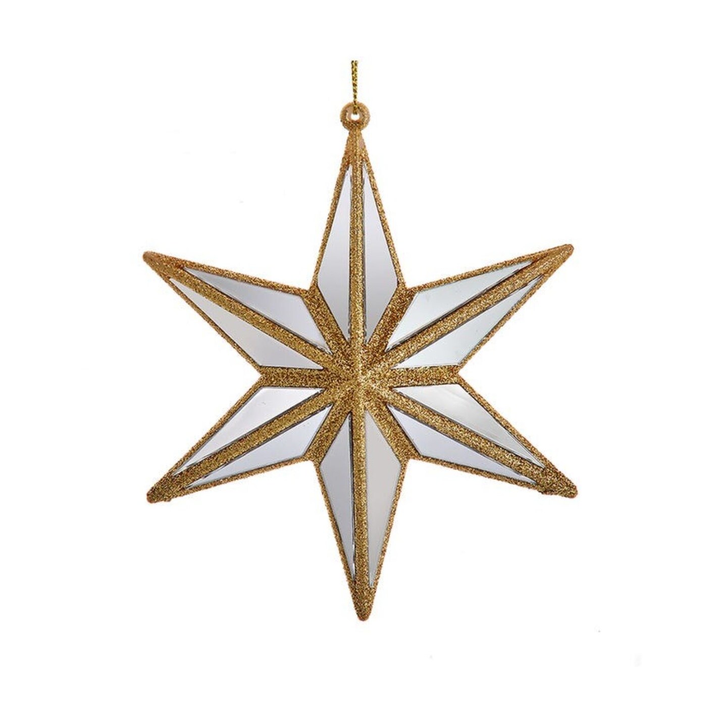KSA Club Pack of 12 Six Point Mirrored Star Christmas Ornaments 5&#x22;