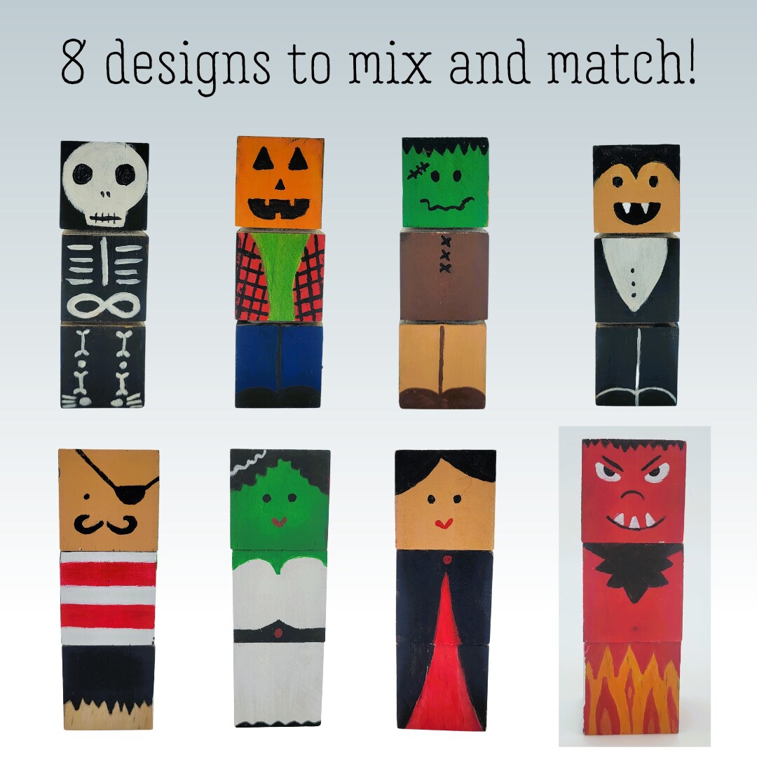 DIY Halloween Mix and Match Block Painting Craft Kit by Ink and Trinket Kids