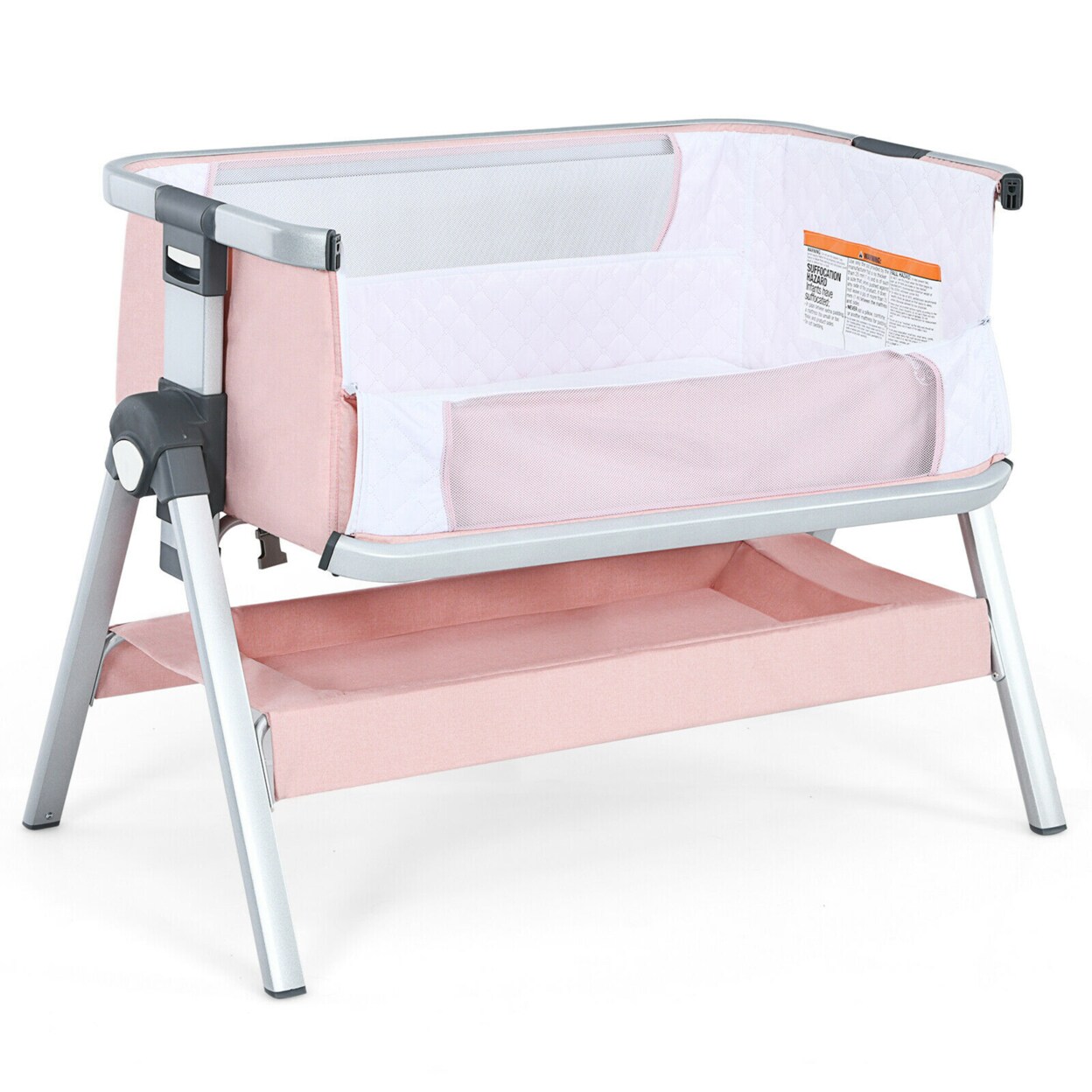 Baby Bassinet Bedside Sleeper W/Storage Basket And Wheel For Newborn