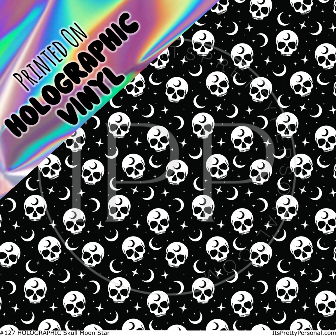 #127 HOLOGRAPHIC -Skull Moon Star 12x12 Pattern Vinyl