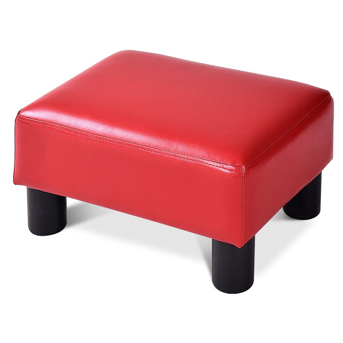 Pu Leather Ottoman Rectangular Footrest Small Stool Black/Red/White