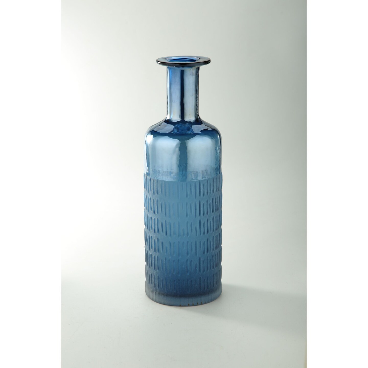CC Home Furnishings 15.5” Blue Line Pattern Embossed Glass Vase | Michaels