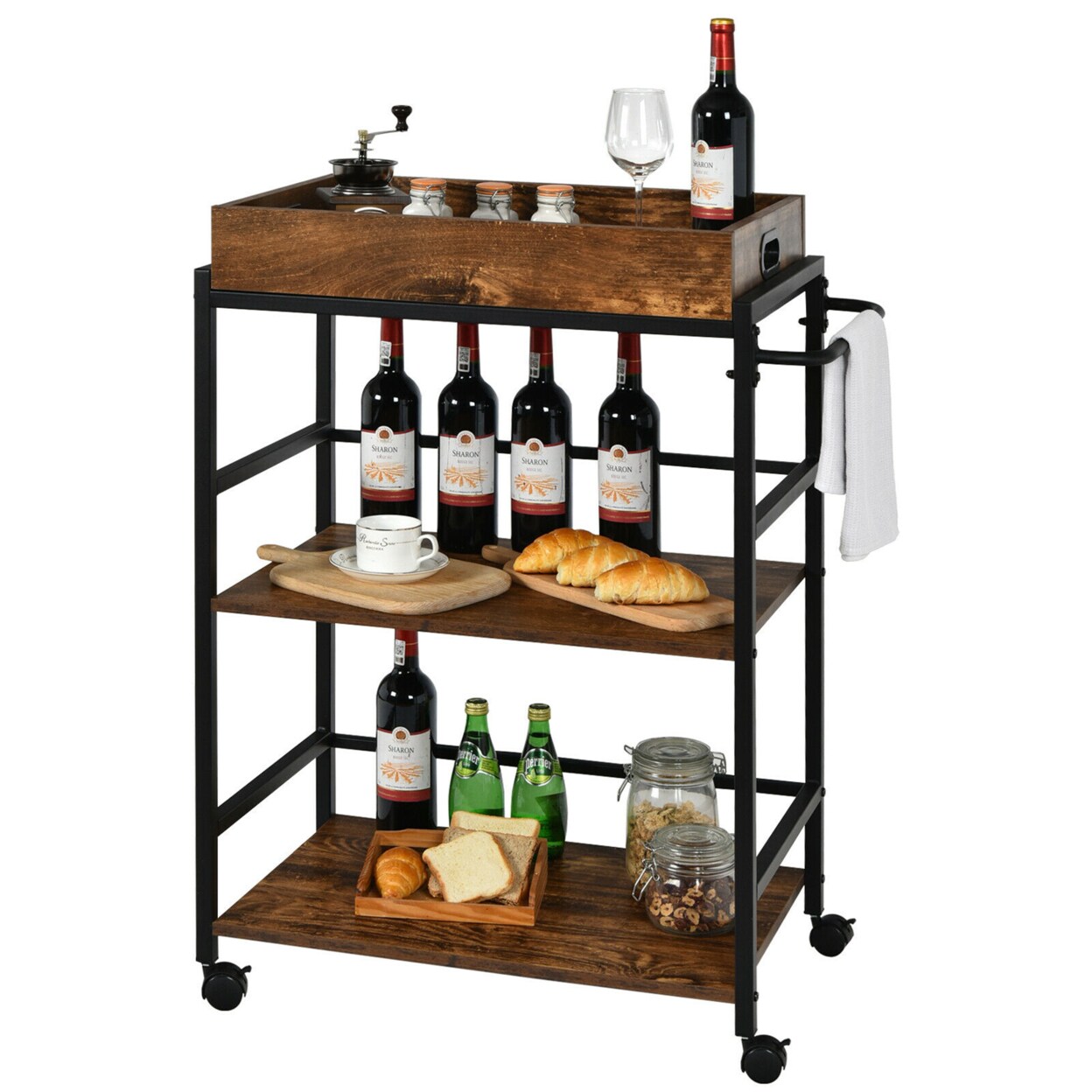 Bar Cart With top Removable Tray