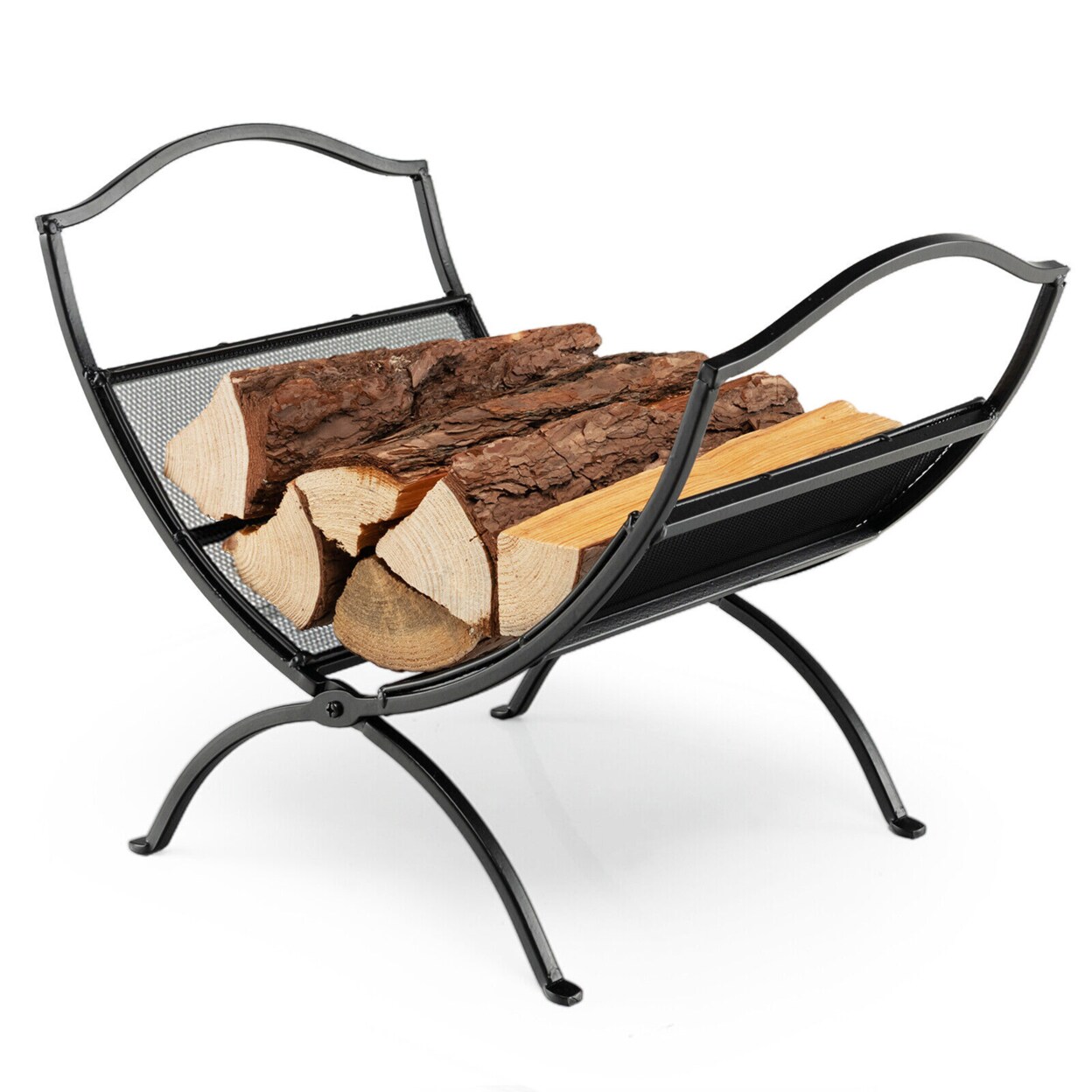 Fireplace Log Holder Folding Firewood Rack Storage Heavy Duty Logs Stacker