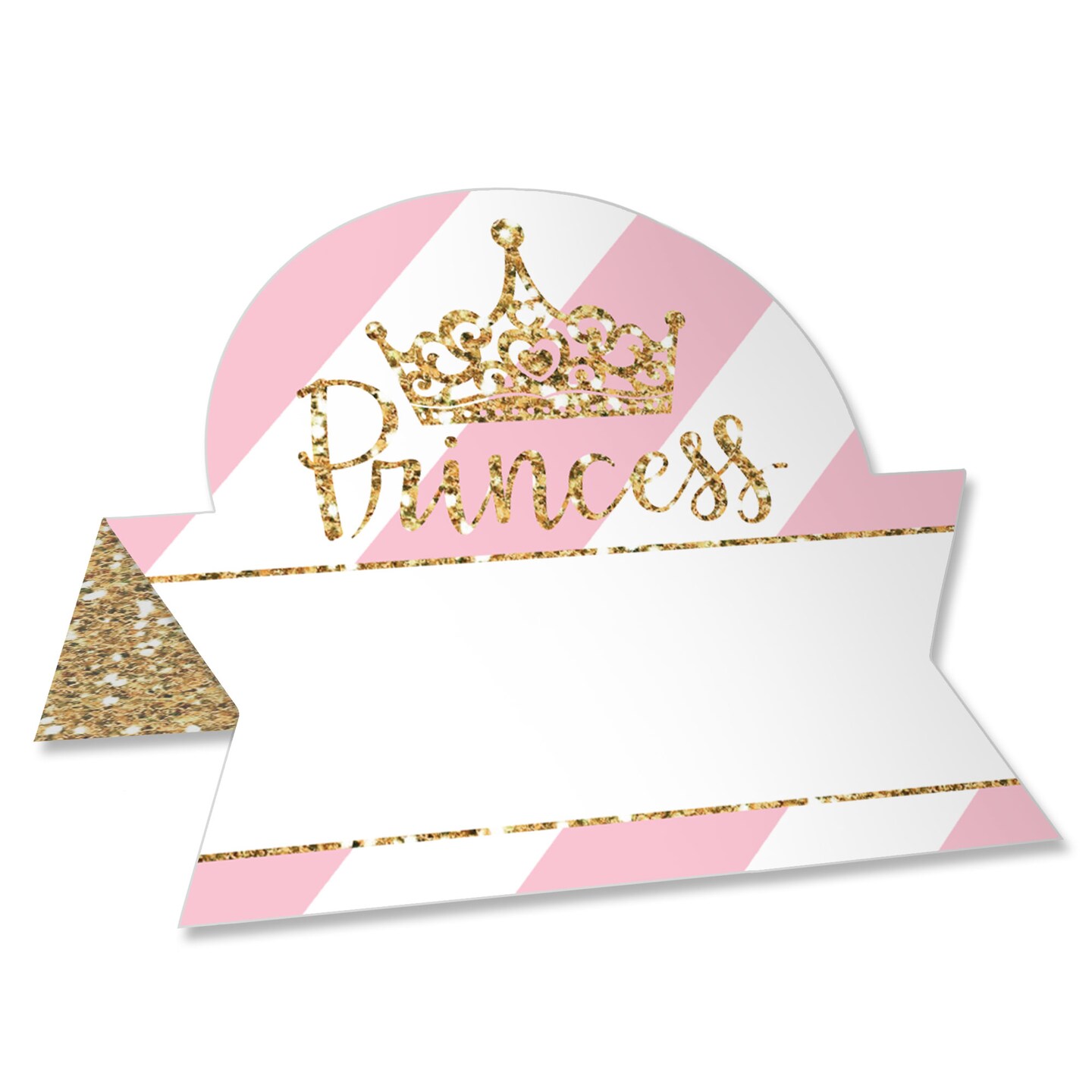 Big Dot of Happiness Little Princess Crown - Pink &#x26; Gold Princess Baby Shower or Birthday Party Tent Table Setting Name Place Cards - 24 Ct