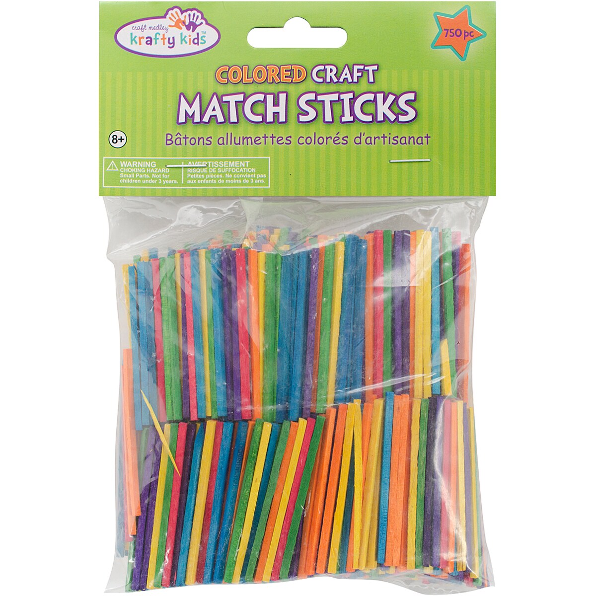 Krafty Kids Craft Match Sticks-Colored 2&#x22; 750/Pkg