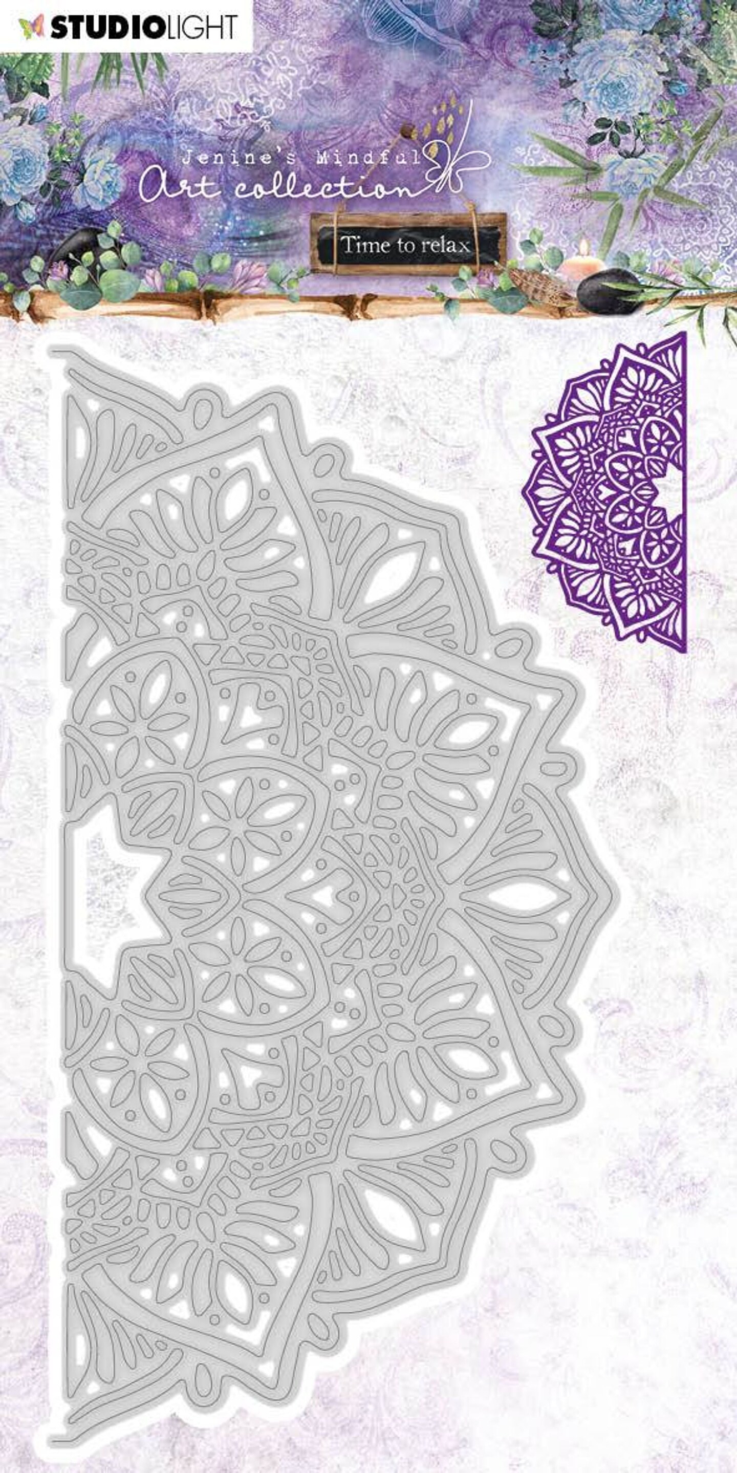 Studio Light Jenine&#x27;s Mindful Art Cutting Die No end mandala - half Time to Relax 2.0 76x148mm nr.13