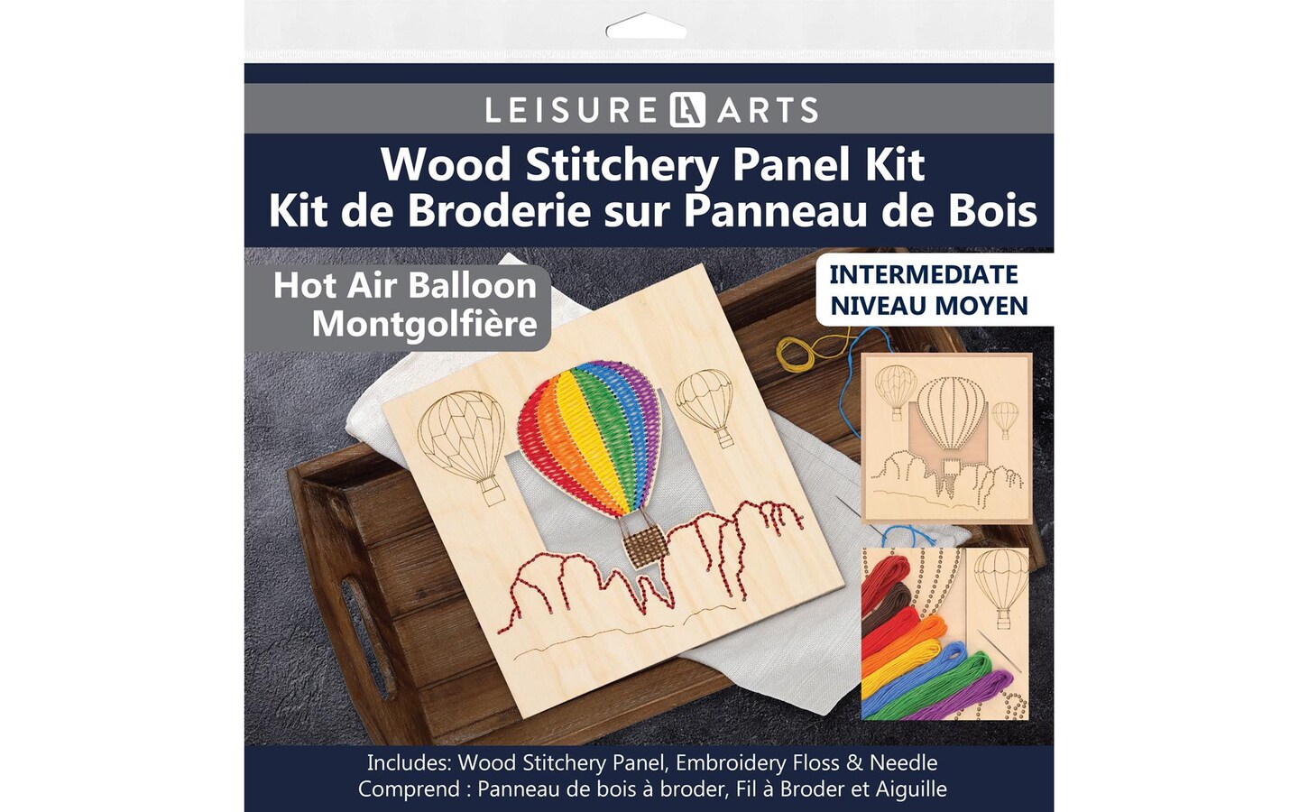 Leisure Arts Wood Stitchery Shadow Box Kit - Hot Air Balloon