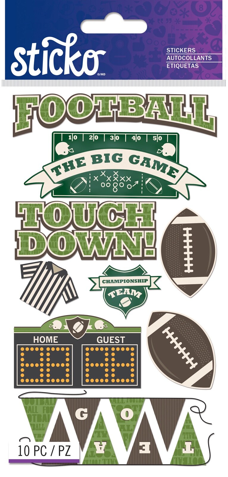 Sticko Stickers-Football Words &#x26; Icons