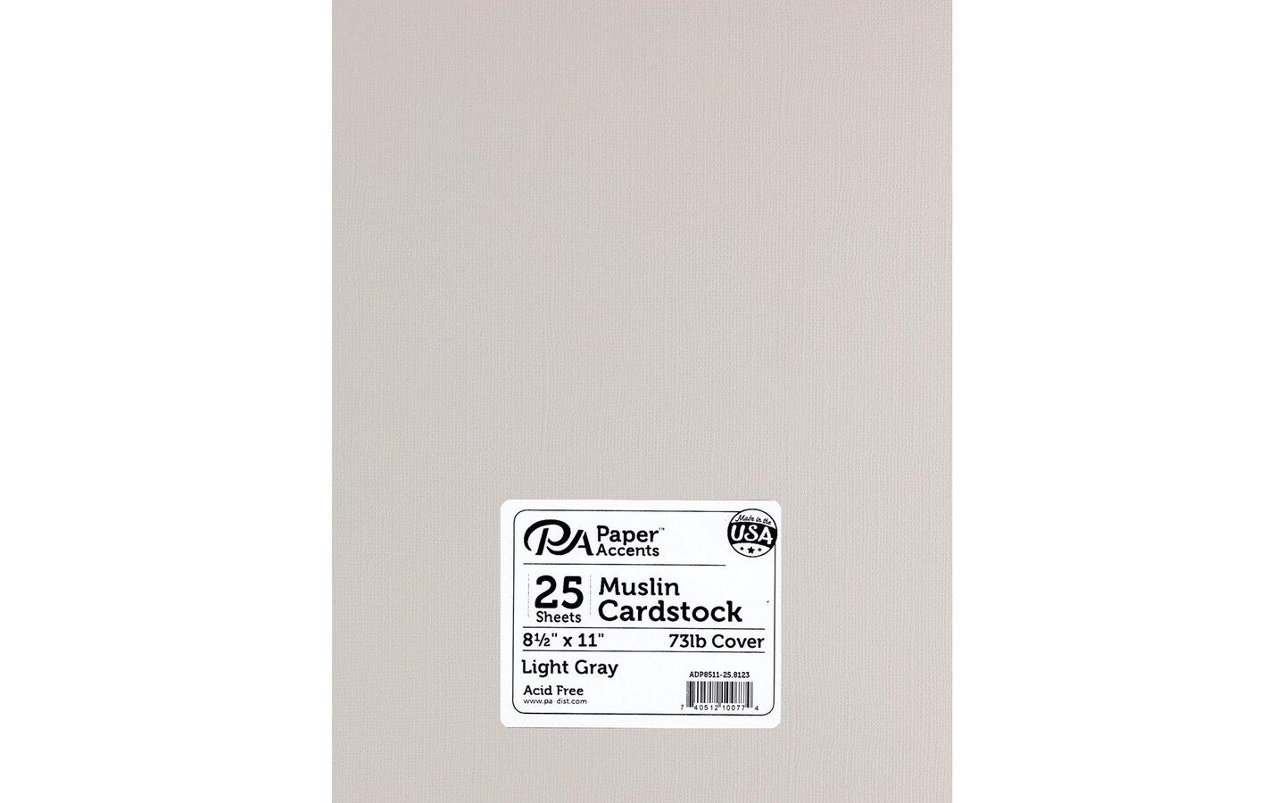 PA Paper Accents Textured Cardstock 8.5&#x22; x 11&#x22; Light Gray, 73lb colored cardstock paper for card making, scrapbooking, printing, quilling and crafts, 25 piece pack
