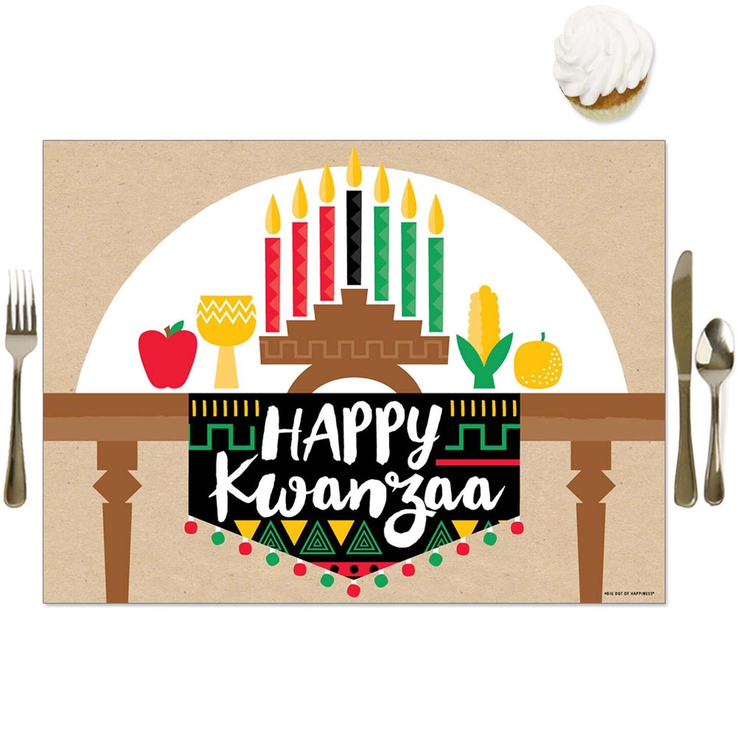 Big Dot of Happiness Happy Kwanzaa - Party Table Decorations - Placemats - Set of 16