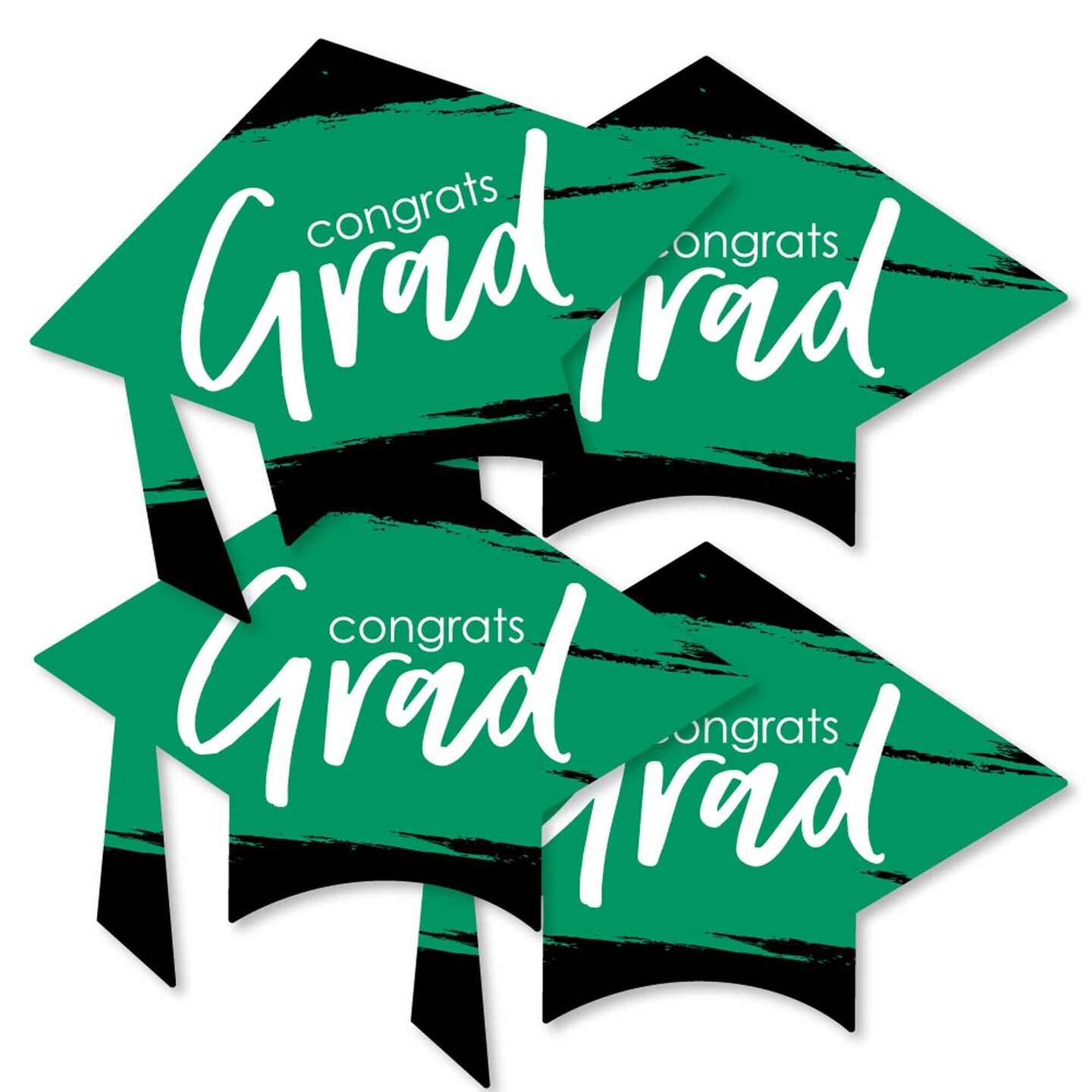 Big Dot of Happiness Green Graduation - Grad Cap Decorations DIY Party Essentials - Set of 20