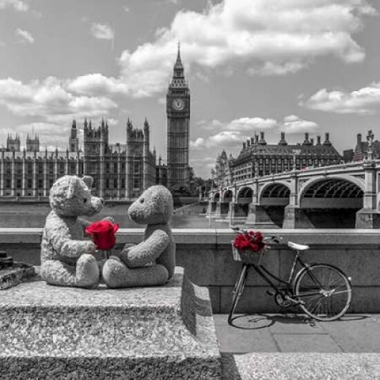 Teddy Bears with red rose agasint Westminster Abby, London, UK Poster Print by  Assaf Frank - Item # VARPDXAF20150607348C01