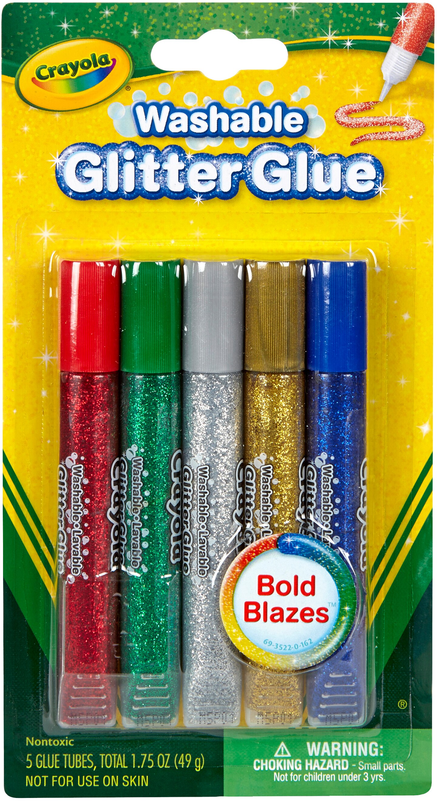 Crayola Washable Glitter Glue Pens .35oz-Bold 9/Pkg