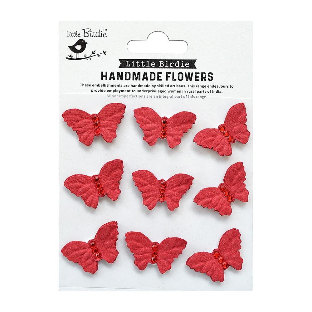 Little Birdie Jewel Butterfly 9/Pkg-Love and Roses