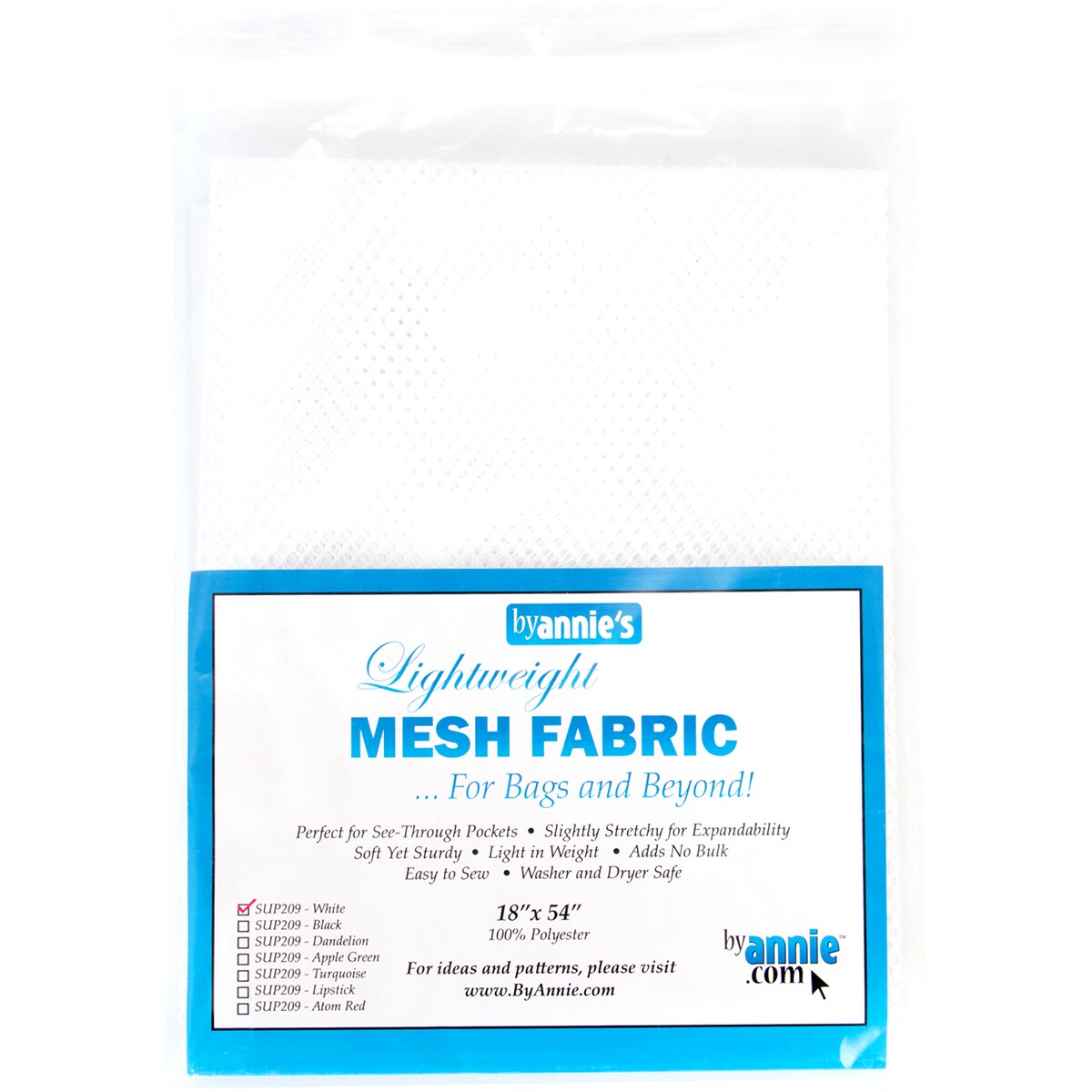 ByAnnie's Lightweight Mesh Fabric 18"X54" 100% Polyester-White