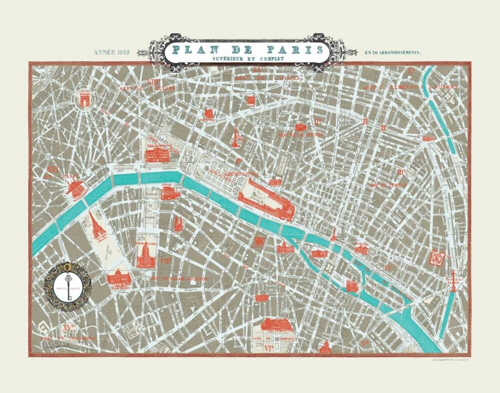 Plan de Paris Map - Version II Poster Print by Sue Schlabach - Item # VARPDX10668