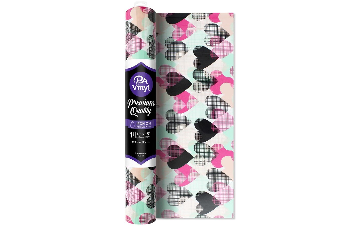 Iron On Vinyl 12x15 Roll Colorful Hearts