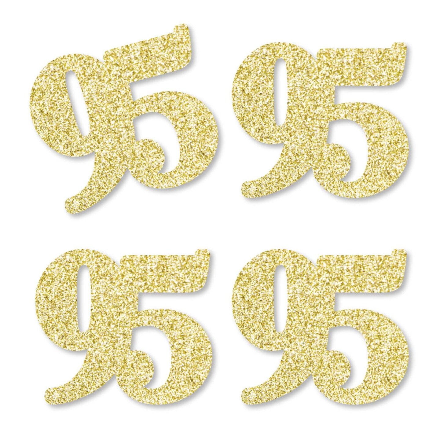 Big Dot of Happiness Gold Glitter 95 - No-Mess Real Gold Glitter Cut-Out Numbers - 95th Birthday Party Confetti - Set of 24