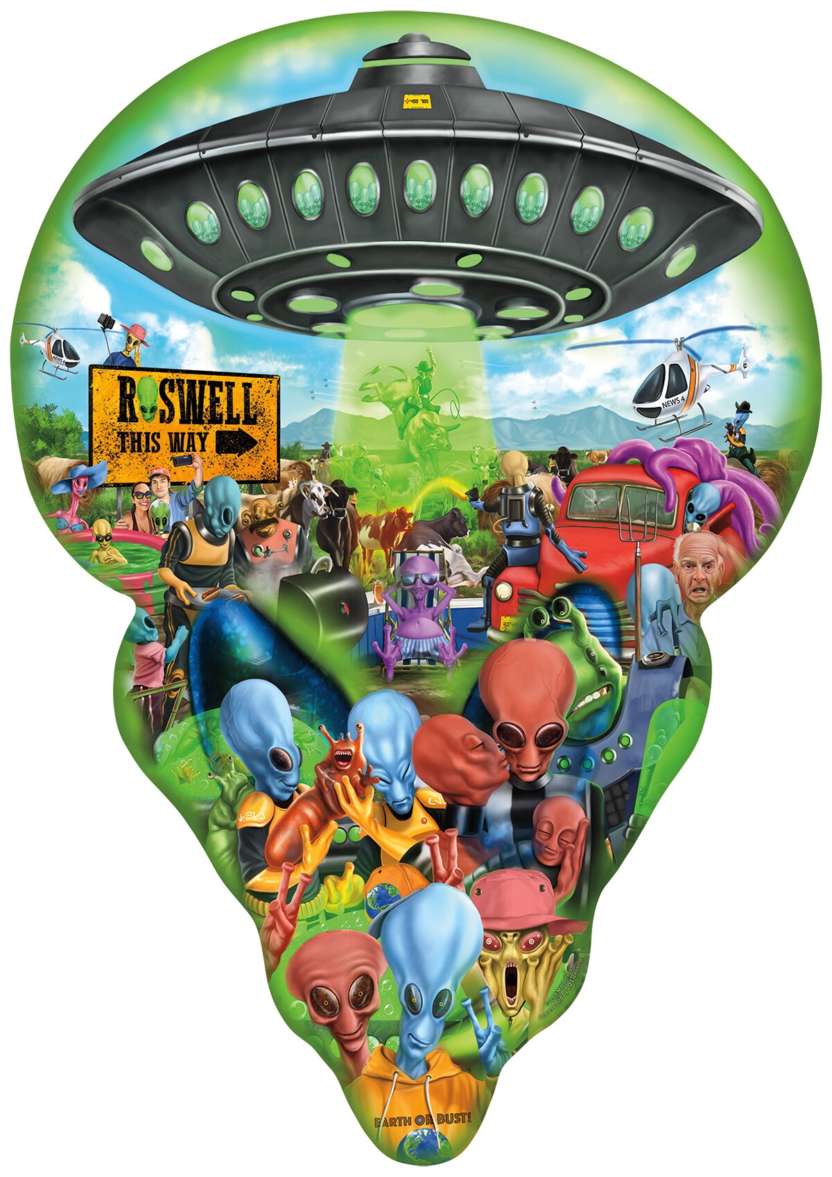 Sunsout Roswell This Way 750 pc Special Shape  Jigsaw Puzzle 95067