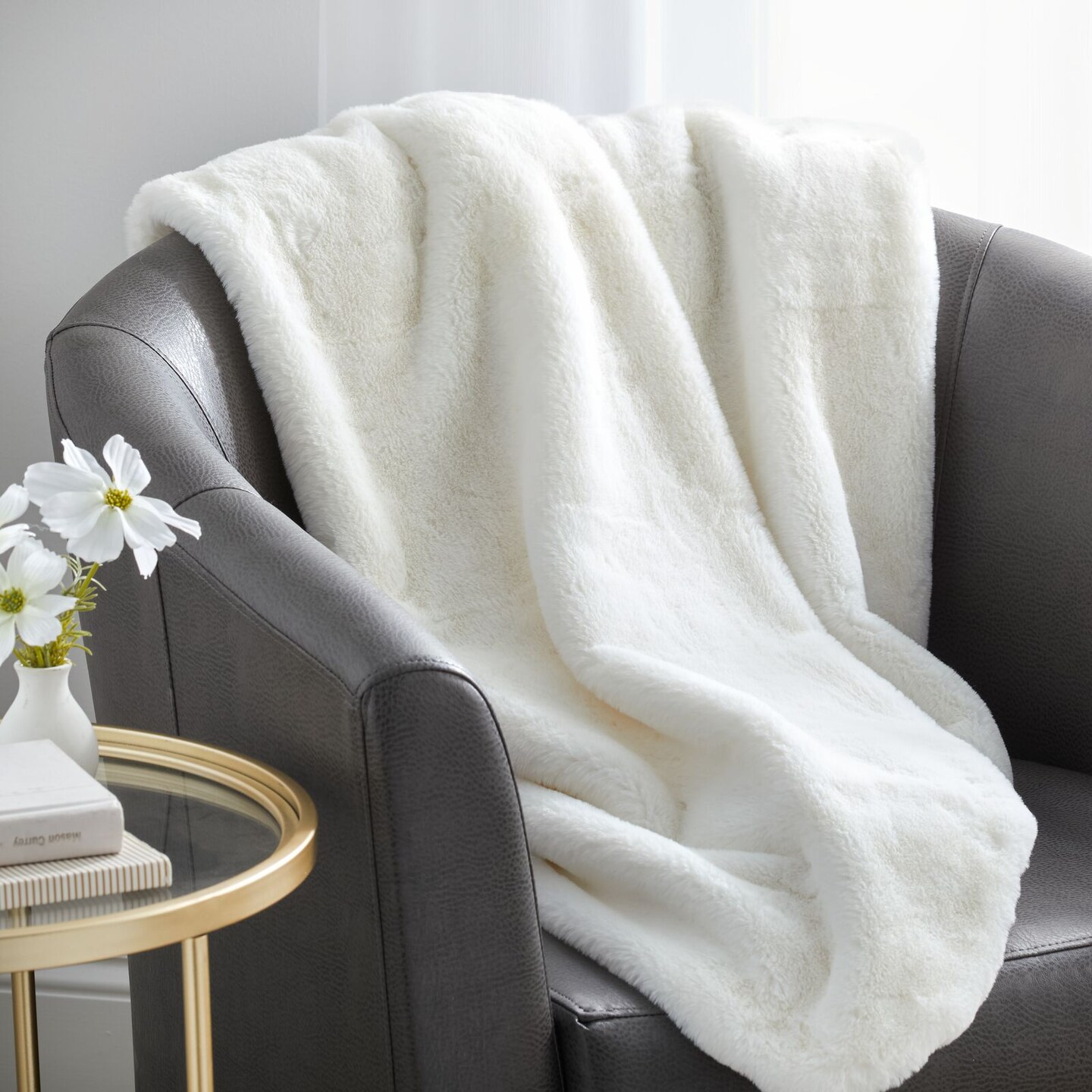 mDesign Super Warm Plush, Soft, and Big Faux Fur Polyester Throw Blanket