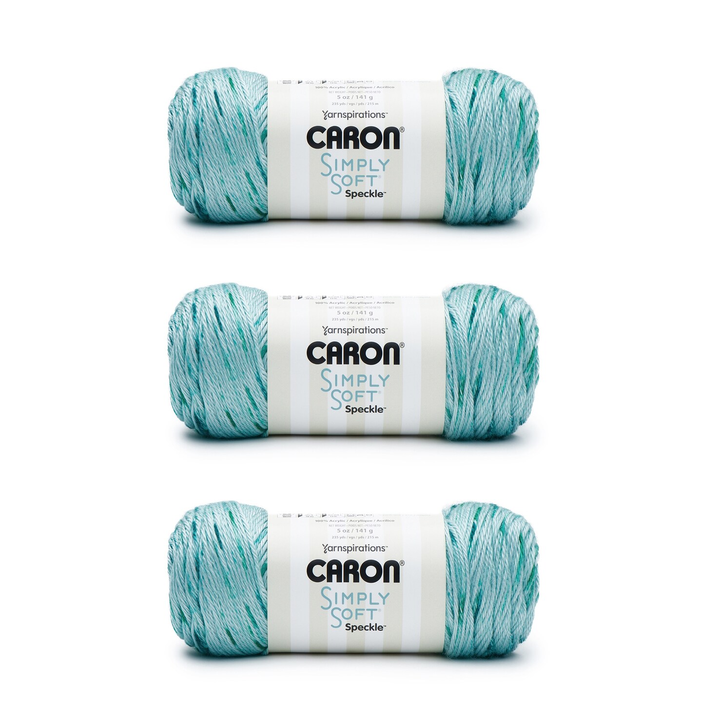 Caron Simply Soft Abyss Speckle Yarn - 3 Pack of 141g/5oz - Acrylic - 4 Medium (Worsted) - 235 Yards - Knitting/Crochet