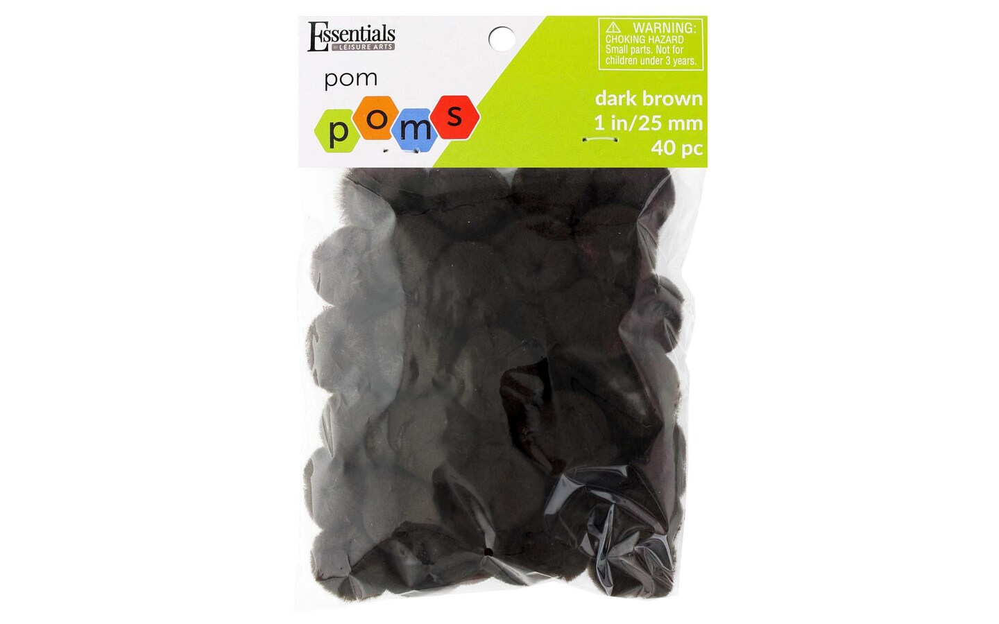 Essentials by Leisure Arts Pom Poms Dark Brown 1" 40 piece pom