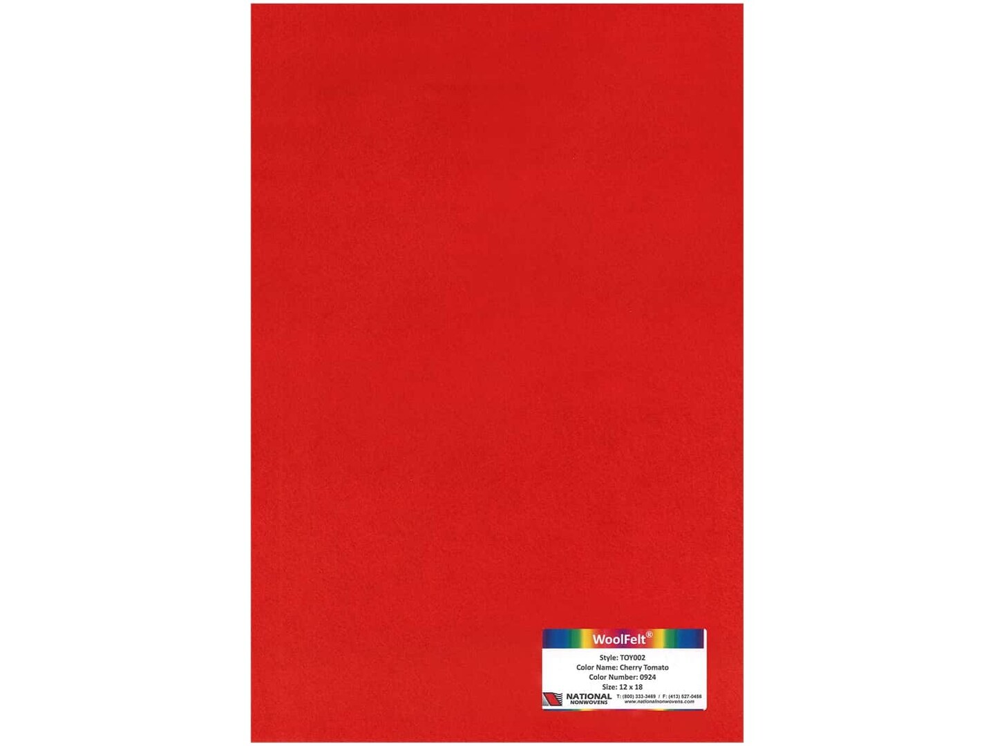 National Nonwovens Wool Felt 35% 12 in. x 18 in. Cherry Tomato