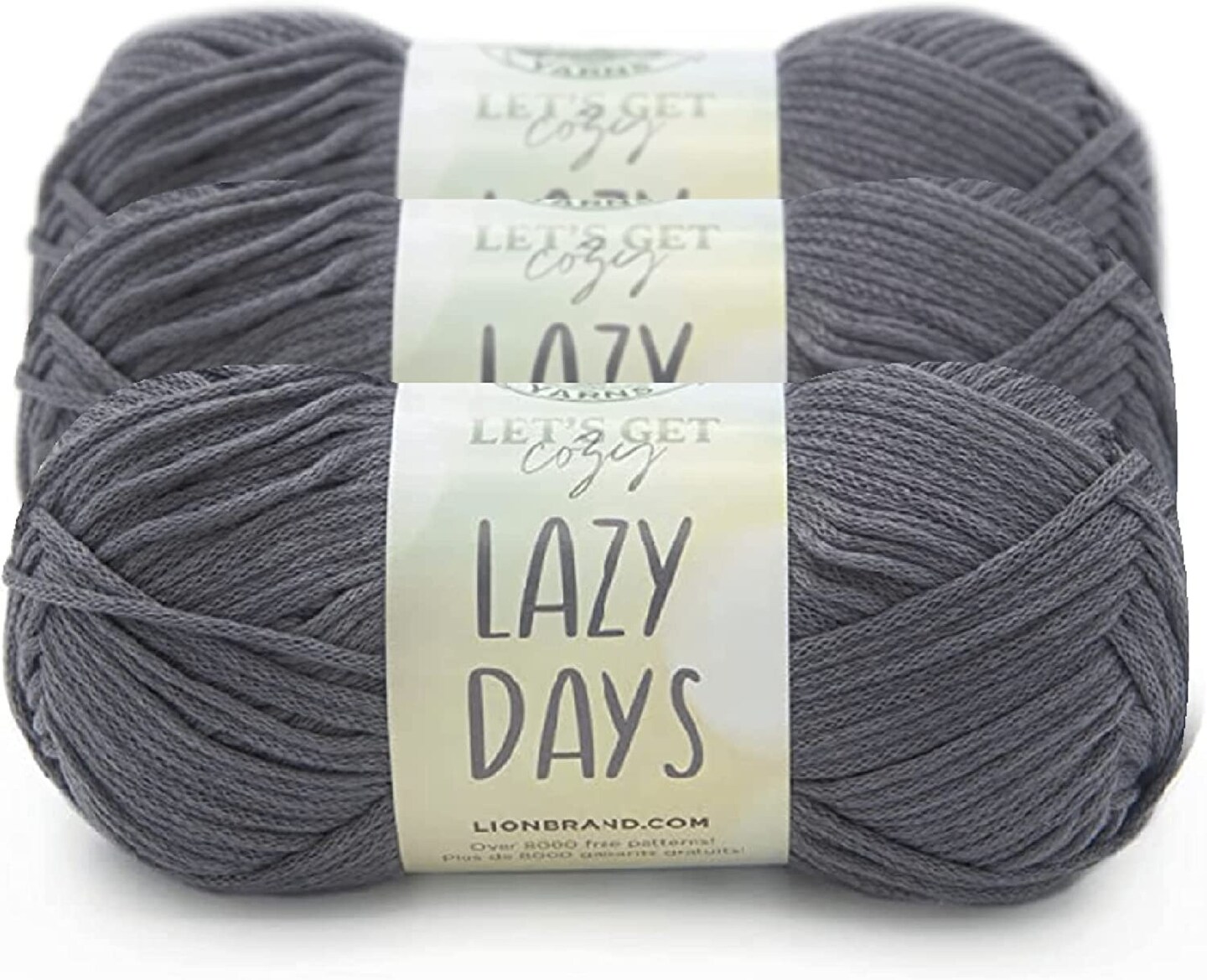 (Pack of 3) Lion Brand Let's Get Cozy: Lazy Days Yarn-Pewter
