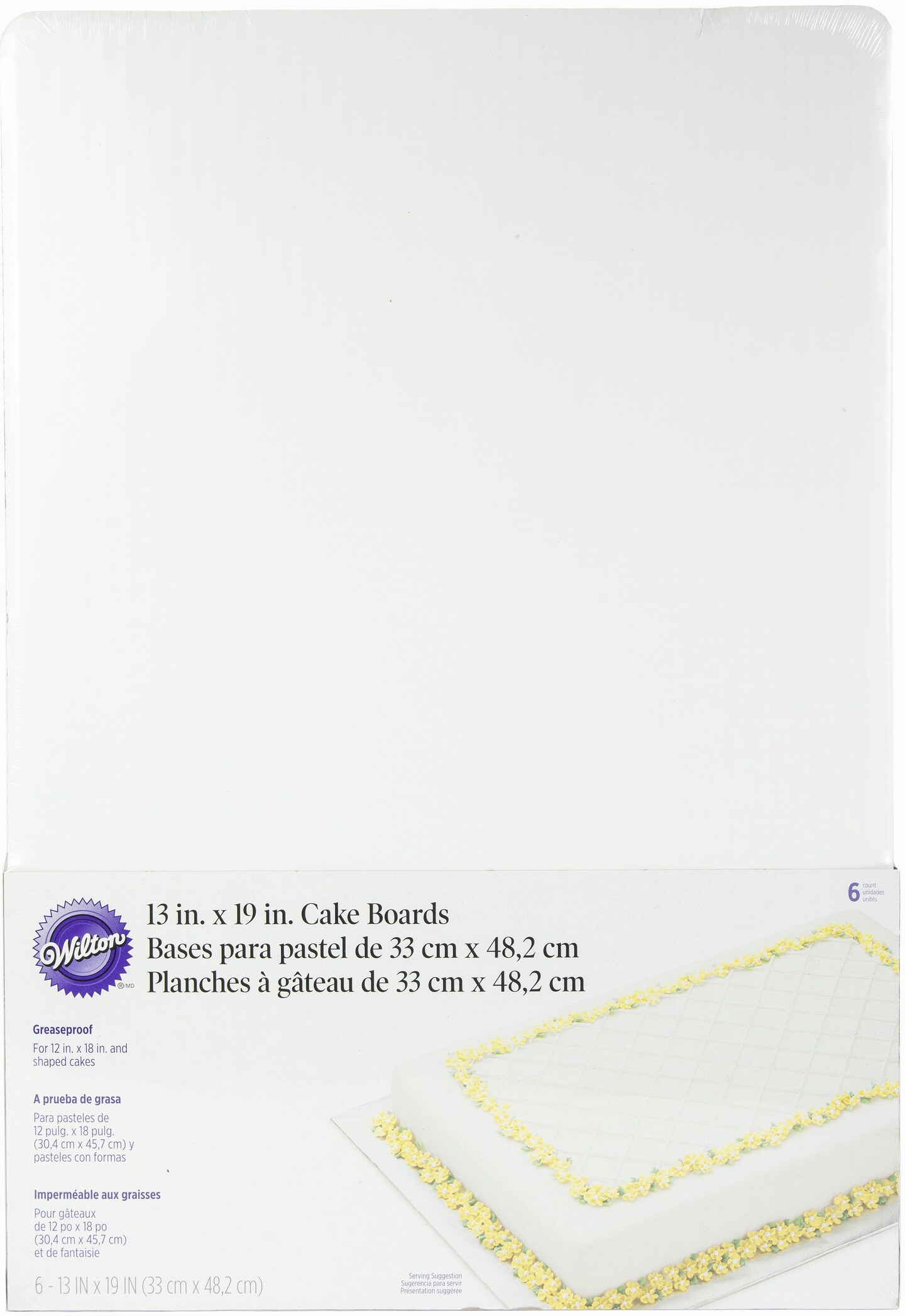 Wilton Cake Boards 6/Pkg-13&#x22;X19&#x22; Rectangle White